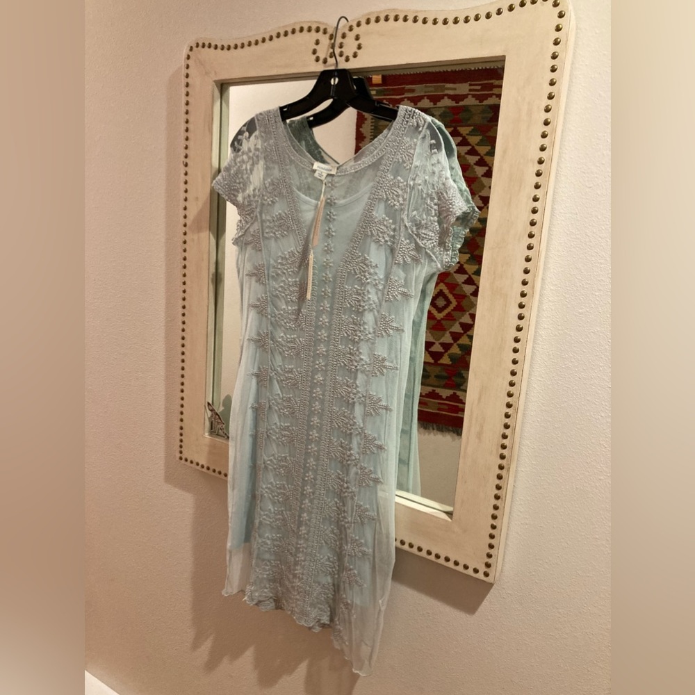NWT Sundance Catalog Misty Dreams Embroidered Sheath Dress with Slip.